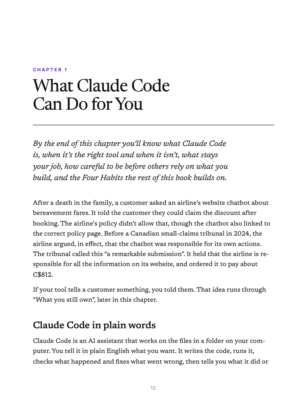 Chapter 1 opens with a tribunal case about an airline's chatbot, and what it means for what you build.